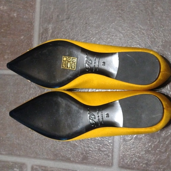 Roger Vivier Flower Strass Crystal embellishment Satin Ginger yellow flat Size35 - Picture 7 of 14